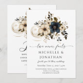 Wit Donkergrijs Bloemenbijbel Christelijk Bruiloft Kaart (Voorkant / Achterkant)