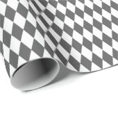 Wit & Donkergrijs Harlekijn Diamanten Cadeaupapier (Rol Hoek)