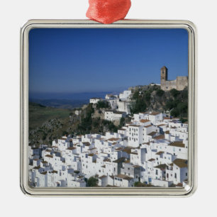 Wit dorp van Casares, Andalusië, Spanje 2 Metalen Ornament