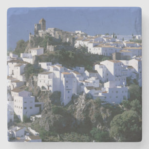 Wit dorp van Casares, Andalusië, Spanje Stenen Onderzetter