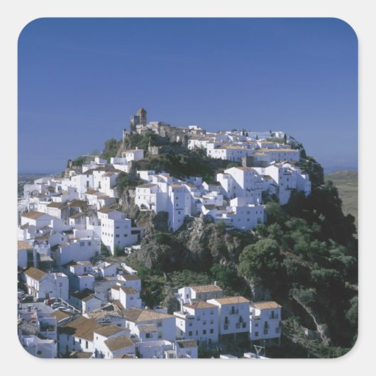 Wit dorp van Casares, Andalusië, Spanje Vierkante Sticker (Voorkant)