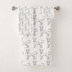 Wit Draadharig Ibizan Hound Cartoonhondpatroon Bad Handdoek