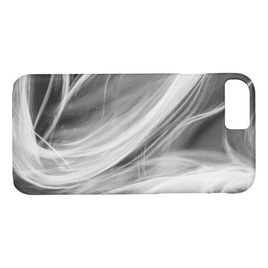 wit draaiend rookontwerp op zwart Case-Mate iPhone case (Achterkant (Horizontaal))