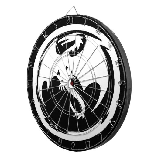 Wit Dragon goud dartboard Dartbord (Voorkant Rechts)