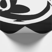 Wit Dragon zwart glanzend inpakpapier groot (Hoek)