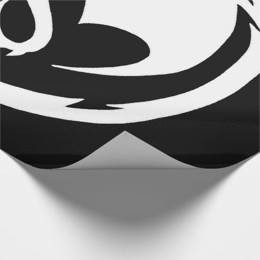 Wit Dragon zwart glanzend inpakpapier groot (Hoek)