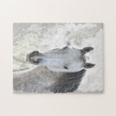 Wit droompaard legpuzzel (Horizontaal)