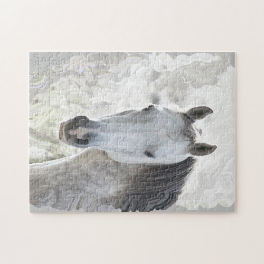 Wit droompaard legpuzzel (Horizontaal)