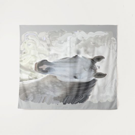 Wit droompaard wandkleed (Voorkant (horizontaal))