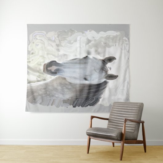 Wit droompaard wandkleed (In Situ (horizontaal))