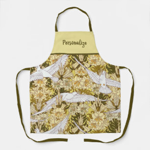 wit duif vliegend patroon schort