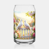 Wit Duiven Cottage Tuin Blikvorm Glas (Achterkant)