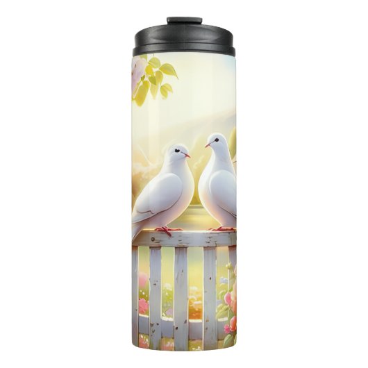 Wit Duiven Cottage Tuin Thermosbeker (Voorkant)