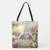 Wit Duiven Cottage Tuin Tote Bag (Voorkant)