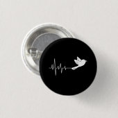 Wit Duiven Hartslag Ronde Button 3,2 Cm (Voorkant /achterkant)