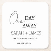 Wit een dag weg repetitie diner bruiloft kartonnen onderzetters (Voorkant)