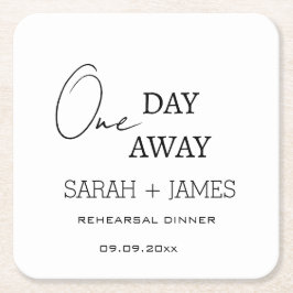 Wit een dag weg repetitie diner bruiloft kartonnen onderzetters