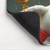 Wit eendje in een regenplas met #5 ballon muismat (Hoek)