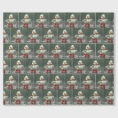 Wit eendje spettert in een regenplas cadeaupapier (Vlak)