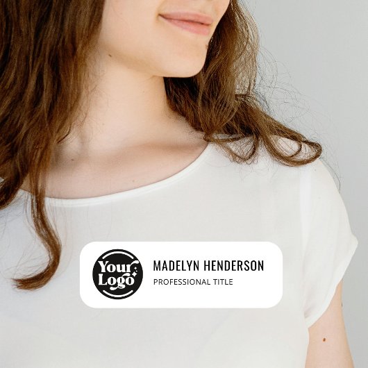 Wit Eenvoudig Bedrijf Logo Medewerker Magnetisch Naamplaatje