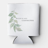Wit Eenvoudig Bladerdak Stem Namen Bruiloft Blikjeskoeler (Voorkant)