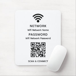 Wit Eenvoudig Elegant Wifi QR Code Netwerk Wachtwo Muismat