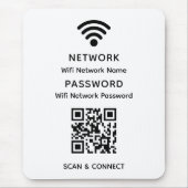 Wit Eenvoudig Elegant Wifi QR Code Netwerk Wachtwo Muismat (Voorkant)
