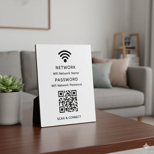 Wit Eenvoudig Elegant WiFi QR Code Netwerkwachtwoo Fotoplaat