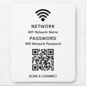 Wit Eenvoudig Elegant WiFi QR Code Netwerkwachtwoo Muismat (Voorkant)