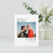 Wit Eenvoudig en Minimaal Opslaan van de Datum Fot Aankondigingskaart (Staand voorkant)