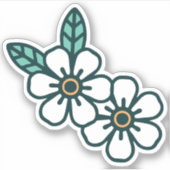 Wit Eenvoudig Leuk Bloemen Custom-Cut Vinyl Sticke Sticker (Voorkant)