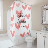 wit, eenvoudig, minimale tekststijl Vertrouwd rood Douchegordijn (In situ)