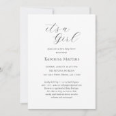 Wit Eenvoudig Minimalistisch Het is een Meisje Bab Kaart (Voorkant)