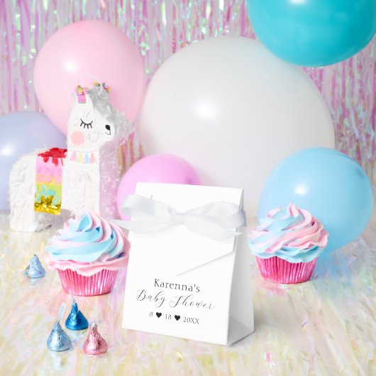 Wit Eenvoudig Minimalistisch Script Baby shower Bedankdoosjes (Feest)