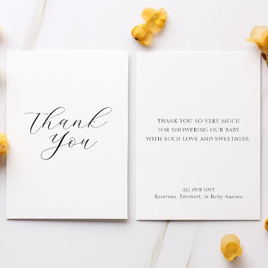 Wit Eenvoudig Minimalistisch Script Baby shower Bedankkaart