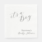 Wit Eenvoudig Minimalistisch Script Boy Baby showe Servet (Voorkant)
