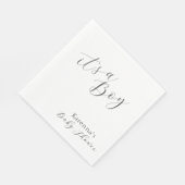 Wit Eenvoudig Minimalistisch Script Boy Baby showe Servet (Hoek)