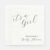 Wit Eenvoudig Minimalistisch Script Meisje Baby sh Servet (Voorkant)