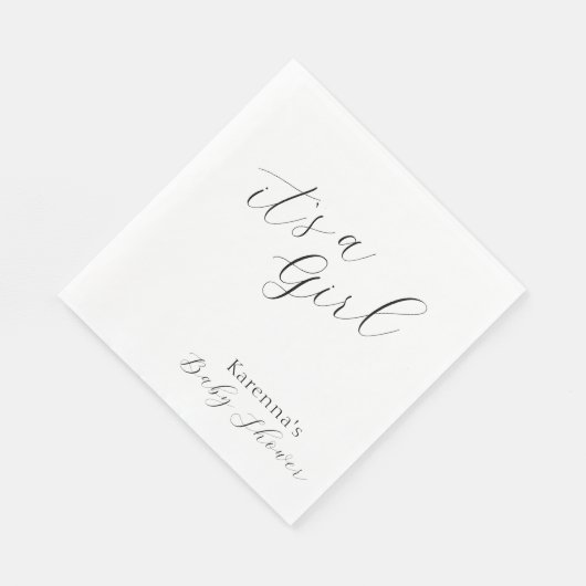 Wit Eenvoudig Minimalistisch Script Meisje Baby sh Servet (Hoek)