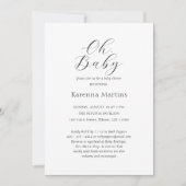 Wit Eenvoudig Minimalistisch Script Oh Baby shower Kaart (Voorkant)
