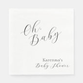 Wit Eenvoudig Minimalistisch Script Oh Baby shower Servet (Voorkant)