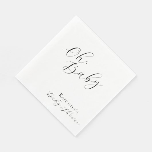 Wit Eenvoudig Minimalistisch Script Oh Baby shower Servet (Hoek)