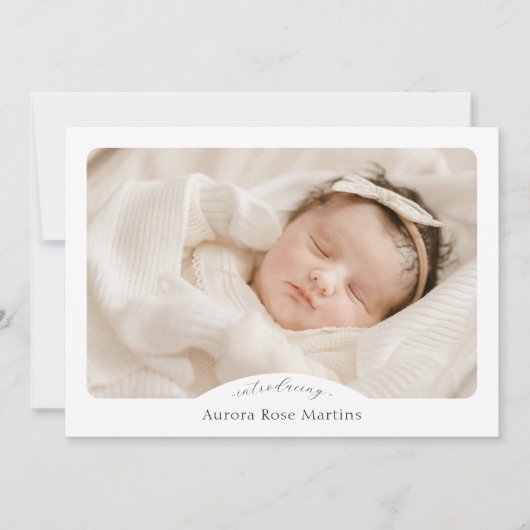 Wit Eenvoudig Minimalistisch Script Twee Foto Gebo Aankondiging (Voorkant)