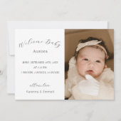 Wit Eenvoudig Minimalistisch Script Twee Foto Gebo Aankondiging (Achterkant)