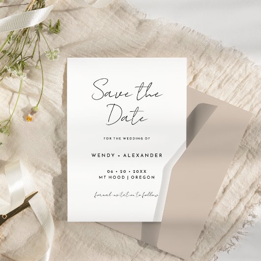 Wit Eenvoudig Modern Script Save The Date