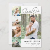 Wit Eenvoudig schoon 5 Fotocollage Save The Date (Voorkant)