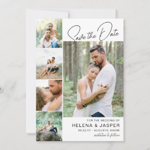 Wit Eenvoudig schoon 5 Fotocollage Save The Date