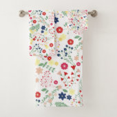 Wit Eenvoudig Wildbloempatroon Bad Handdoek (Insitu)