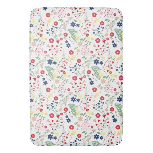 Wit Eenvoudig Wildbloempatroon Badmat (Voorkant Verticaal)