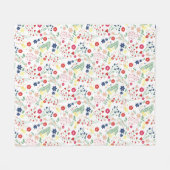 Wit Eenvoudig Wildbloempatroon Fleece Deken (Voorkant (Horizontaal))